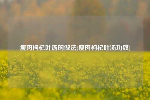 瘦肉枸杞叶汤的做法(瘦肉枸杞叶汤功效)